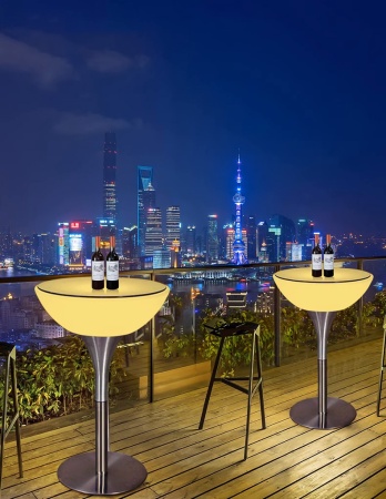 Стол светящийся круглый на металическом основании 60х60х76